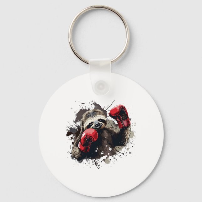 Boxing Sloth With Boxing Gloves Kickboxing Funny B Key Ring (Front)