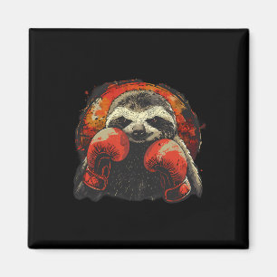 Boxing Sloth With Boxing Gloves Kickboxing Funny B Magnet