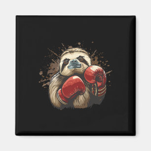Boxing Sloth With Boxing Gloves Kickboxing Funny B Magnet