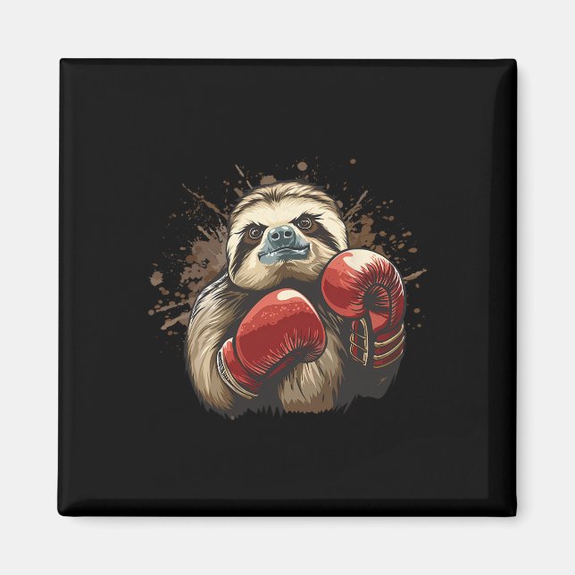 Boxing Sloth With Boxing Gloves Kickboxing Funny B Magnet (Front)