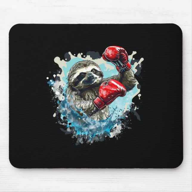 Boxing Sloth With Boxing Gloves Kickboxing Funny B Mouse Pad (Front)