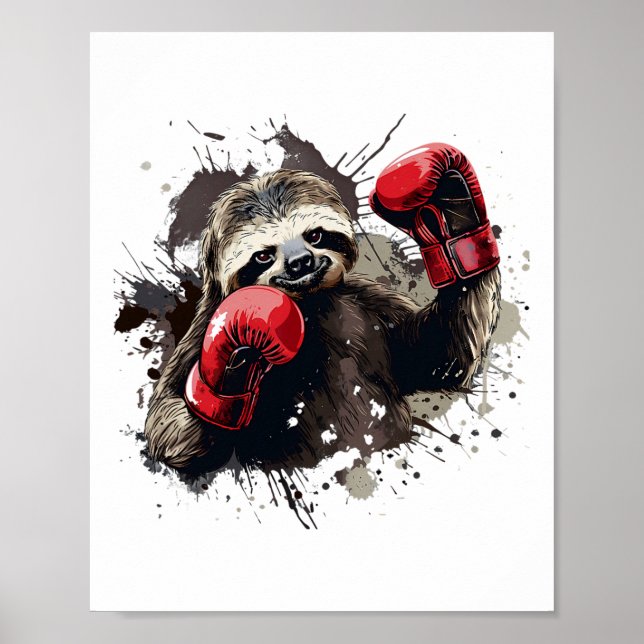 Boxing Sloth With Boxing Gloves Kickboxing Funny B Poster (Front)