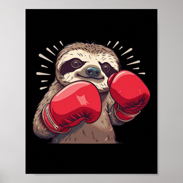 Boxing Sloth With Boxing Gloves Kickboxing Funny B Poster (Front)