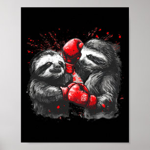 Boxing Sloth With Boxing Gloves Kickboxing Funny B Poster