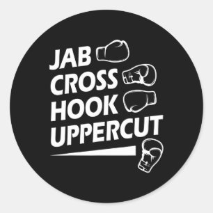 Boxing Sport Jab Cross Hook Uppercut Boxer Birthda Classic Round Sticker
