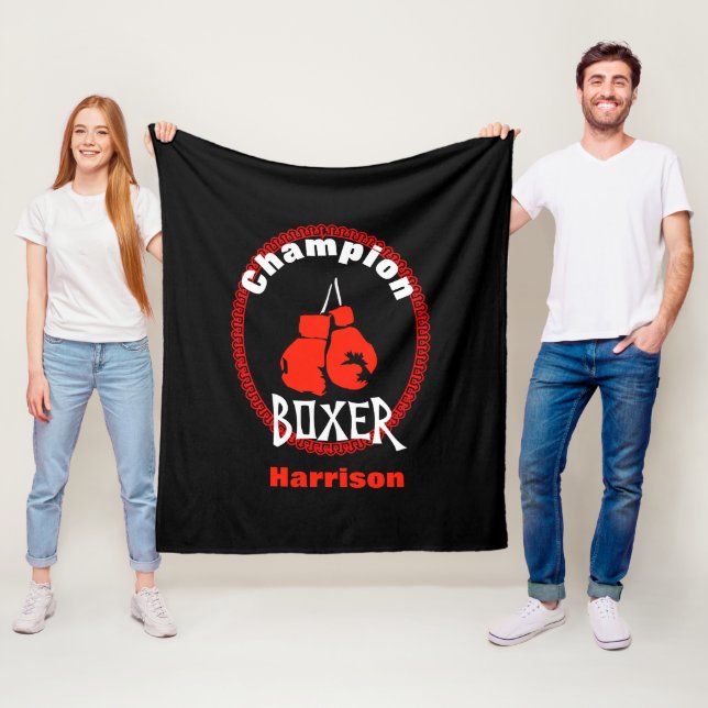 Boxing Sport Theme Graphic Fleece Blanket (In Situ)