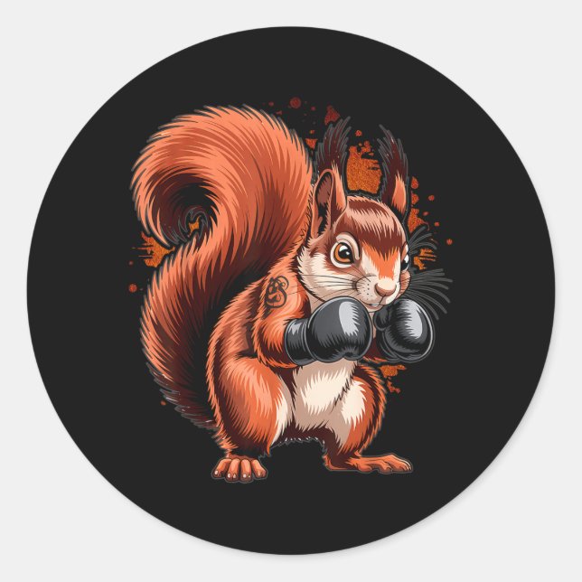 Boxing Squirrel Boxer Gloves Kickboxing MMA Classic Round Sticker (Front)