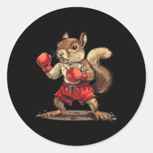 Boxing Squirrel With Boxing Gloves Kickboxing Funn Classic Round Sticker