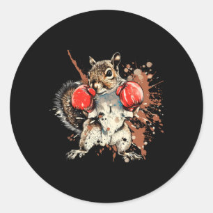 Boxing Squirrel With Boxing Gloves Kickboxing Funn Classic Round Sticker