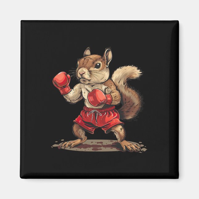 Boxing Squirrel With Boxing Gloves Kickboxing Funn Magnet (Front)