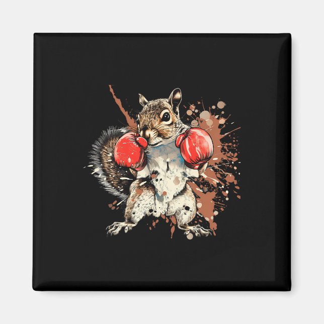 Boxing Squirrel With Boxing Gloves Kickboxing Funn Magnet (Front)