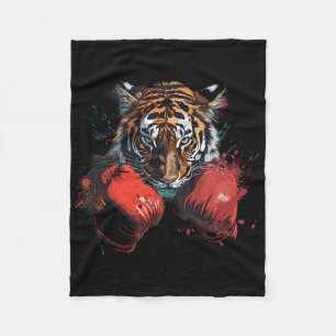 Boxing Tiger Lover Boxing Gloves Kickboxing Funny  Fleece Blanket