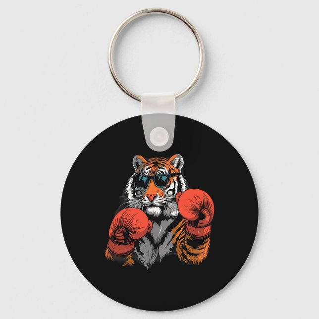 Boxing Tiger Lover Boxing Gloves Kickboxing Funny  Key Ring (Front)