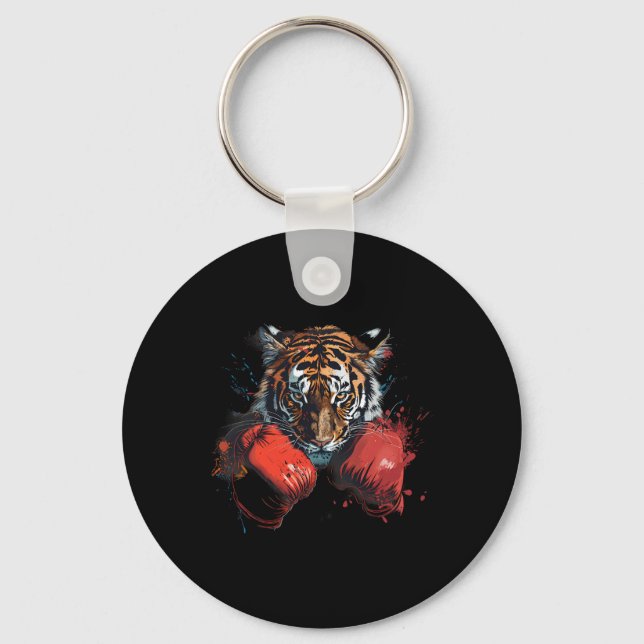 Boxing Tiger Lover Boxing Gloves Kickboxing Funny  Key Ring (Front)