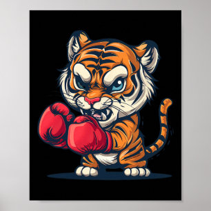 Boxing Tiger With Boxing Gloves Kickboxing Funny B Poster