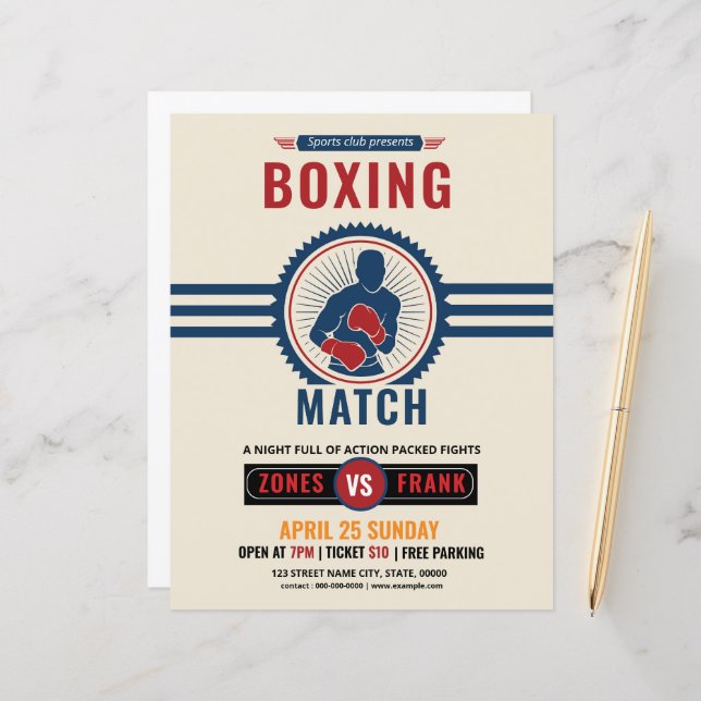 Boxing Tournament Flyer Template (Front/Back In Situ)