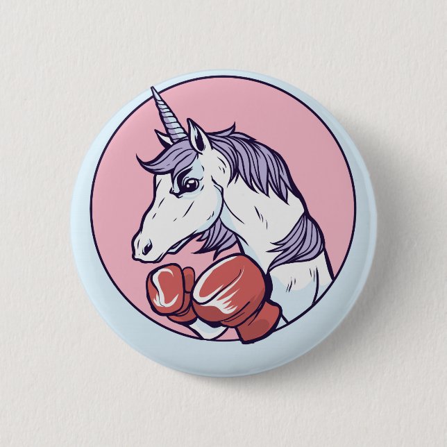 Boxing Unicorn 6 Cm Round Badge (Front)