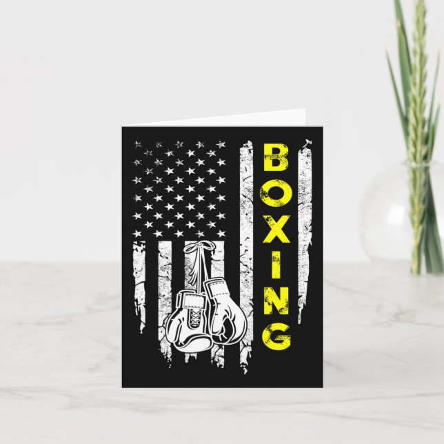 Boxing Usa American Flag 4th Of July Patriotic  Card (Front)