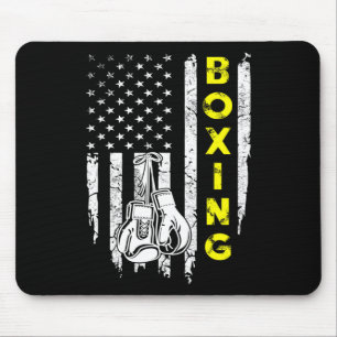 Boxing Usa American Flag 4th Of July Patriotic Mouse Pad