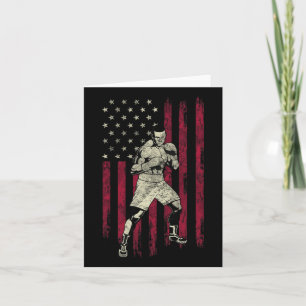 Boxing Vintage American Flag 4th Of July Tee Gift  Card