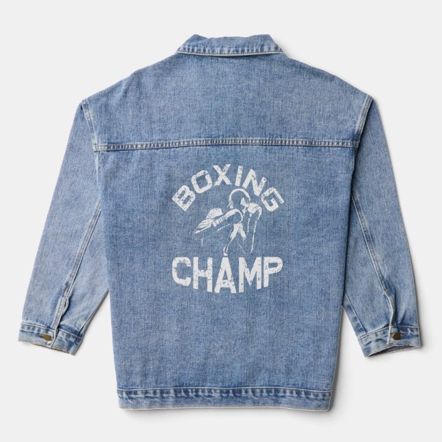 Boxing Vintage Boxing Champ  Denim Jacket (Back)