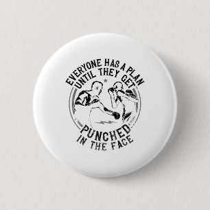 Boxing Vintage Everyone Has A Plan Until They Get  6 Cm Round Badge