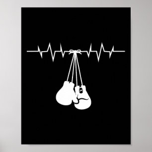 Boxing White Gloves Hanged On Boxing Heart Rate Fu Poster