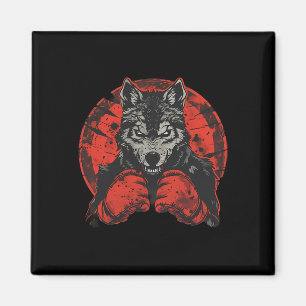 Boxing Wolf With Boxing Gloves Kickboxing Funny Bo Magnet