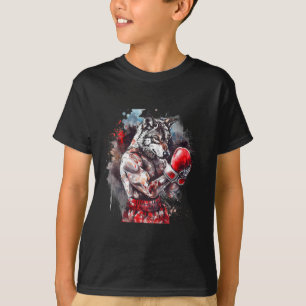 Boxing Wolf With Boxing Gloves Kickboxing Funny Bo T-Shirt