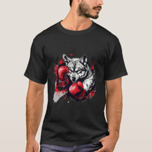 Boxing Wolf with Boxing Gloves Kickboxing Funny Bo T-Shirt