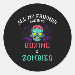 Boxing Zombie Friends Fight Club Undead Punching Classic Round Sticker