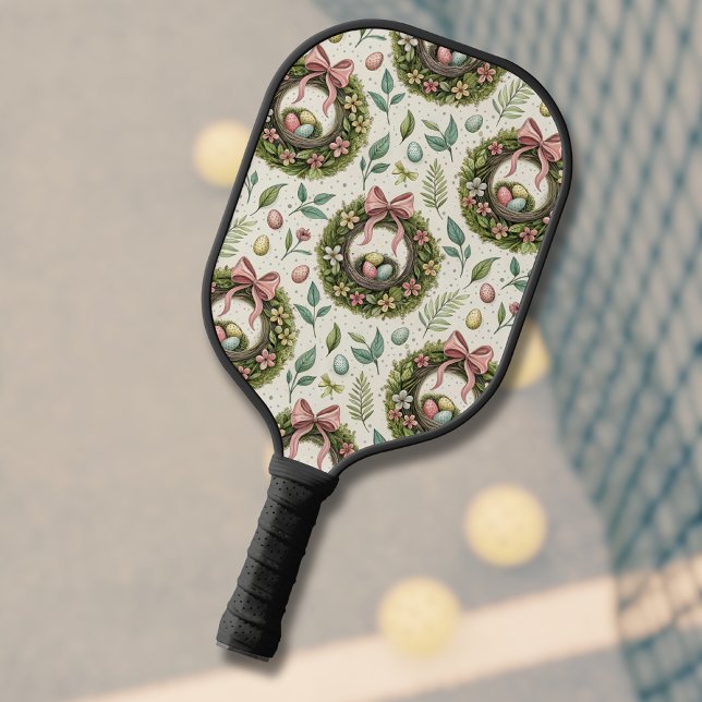 Boxwood Easter Wreath Pink Bow with Egg Pickleball Paddle (Creator Uploaded)