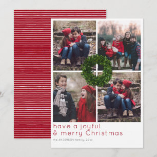 Boxwood Wreath 4 Grid Christmas Holiday Card