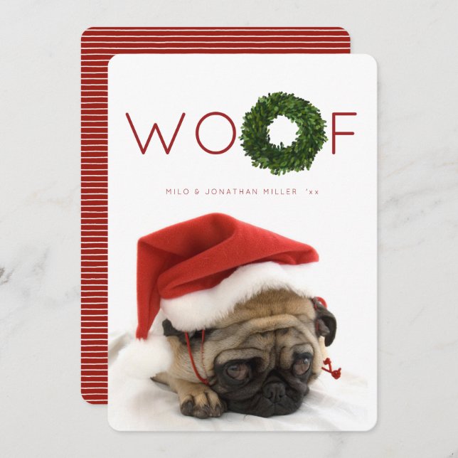 Boxwood Wreath Pet Christmas Holiday Flat Card (Front/Back)