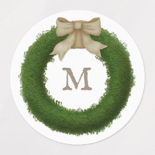 Boxwood Wreath With Rustic Bow Custom Monogrammed
