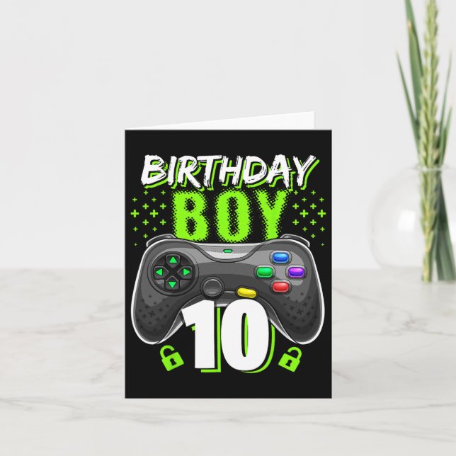Boy 10 Video Game Controller Gamer 10th Birthday  Card (Front)