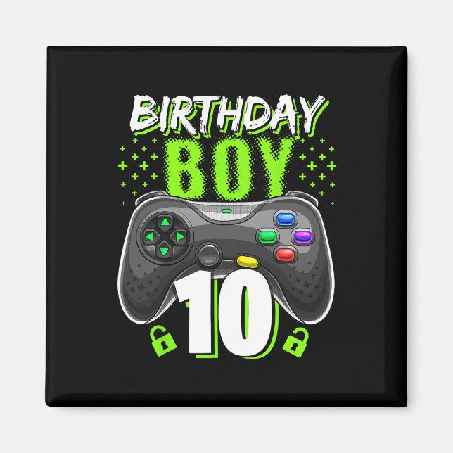 Boy 10 Video Game Controller Gamer 10th Birthday  Magnet (Front)