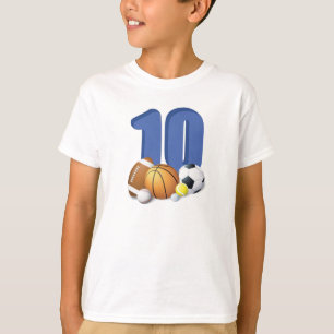 Boy 10th Birthday Sports Balls T-Shirt