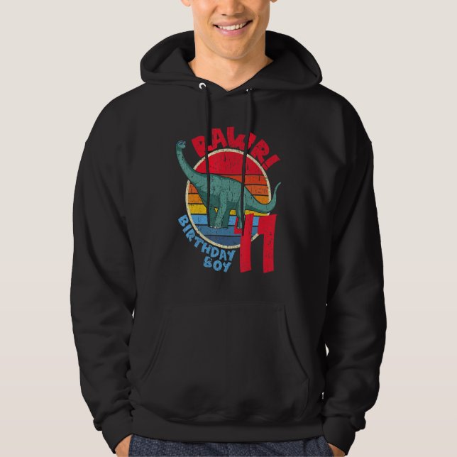 Boy 11th Birthday I Rawr! Brachiosaurus I Family M Hoodie (Front)
