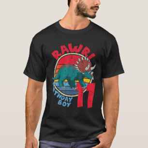 Boy 11Th Birthday I Rawr! Triceratops I Family Mat T-Shirt
