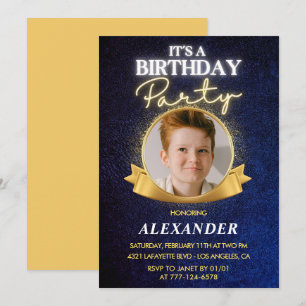 Boy 12th birthday invitations  Elegant Chic Photo