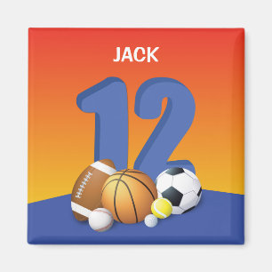 Boy 12th Birthday Sports Balls Magnet