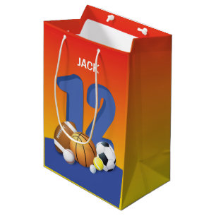 Boy 12th Birthday Sports Balls Medium Gift Bag
