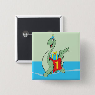 Boy, 1st Birthday Dinosaur 15 Cm Square Badge