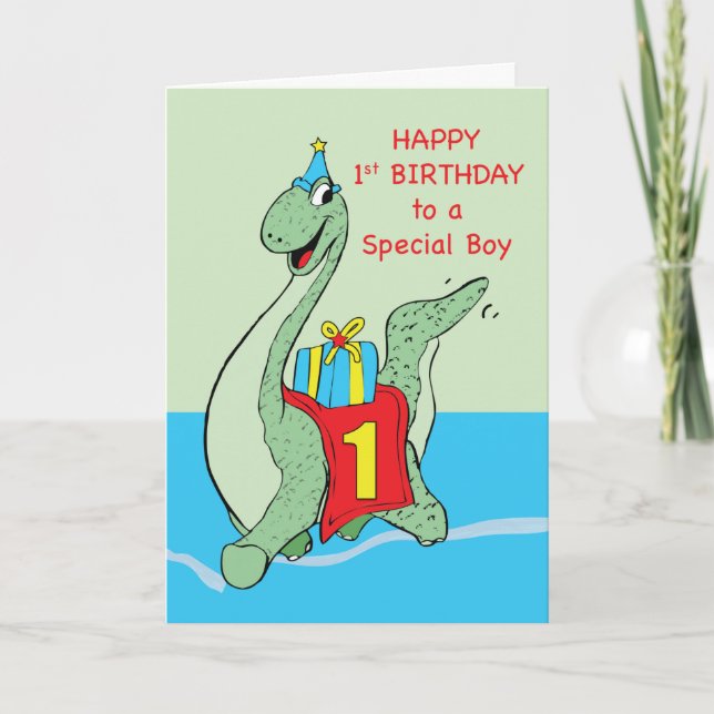 Boy, 1st Birthday Dinosaur Card (Front)