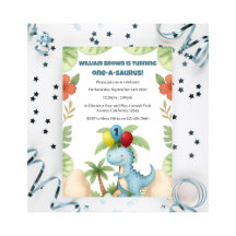 Boy 1st Birthday Dinosaur One A Saurus Invitation