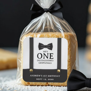 Boy 1st Birthday One Distinguished Gentleman Square Sticker