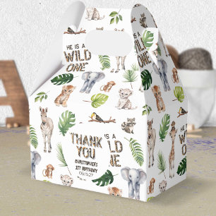 Boy 1st birthday Wild One Jungle Themed Birthday Favour Box