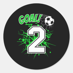 Boy 2 Years Old Kids 2nd Soccer Birthday Ll Theme  Classic Round Sticker