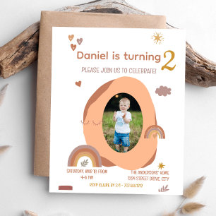 Boy 2nd Birthday card invite with photo